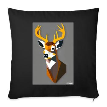Deer Polygon Wildlife Wilderness Forest Nature Antlers - Sofa pillowcase 17,3'' x 17,3'' (45 x 45 cm) - black - Front