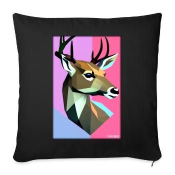 Deer Polygon Wildlife Wilderness Forest Nature Antlers - Sofa pillowcase 17,3'' x 17,3'' (45 x 45 cm) - black - Front