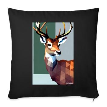 Deer Polygon Wildlife Wilderness Forest Nature Antlers - Sofa pillowcase 17,3'' x 17,3'' (45 x 45 cm) - black - Front