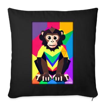 Affe Polygon Tiere Wildnis Zoo Afrika Safari - Sofakissenbezug 45 x 45 cm - Schwarz - Vorne
