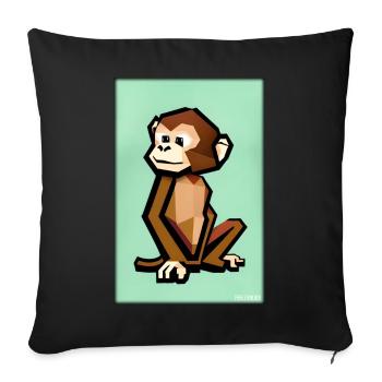 Monkey Polygon Animals Wilderness Zoo Africa Safari - Sofa pillowcase 17,3'' x 17,3'' (45 x 45 cm) - black - Front