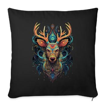 Vibrant Stag Mandala - Sofa pillowcase 17,3'' x 17,3'' (45 x 45 cm) - black - Front