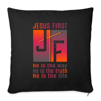 Jésus d’abord - Housse de coussin décorative 45 x 45 cm - noir - Devant