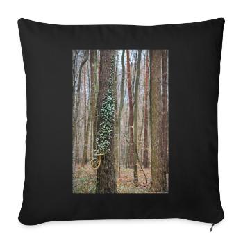 Horn als Füllhorn mit Efeublätter im Wald. - Sofakissenbezug 45 x 45 cm - Schwarz - Vorne