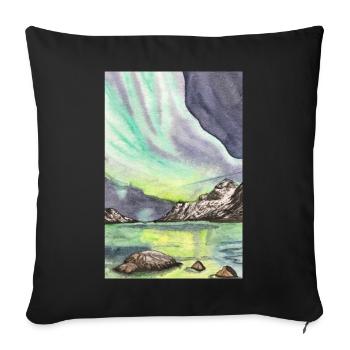 Norway Northern Lights Night Scandinavia Lofoten - Sofa pillowcase 17,3'' x 17,3'' (45 x 45 cm) - black - Front