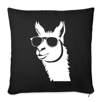 Drôle d’alpaga portant des lunettes de soleil cool alpagas - Housse de coussin décorative 45 x 45 cm - noir - Devant