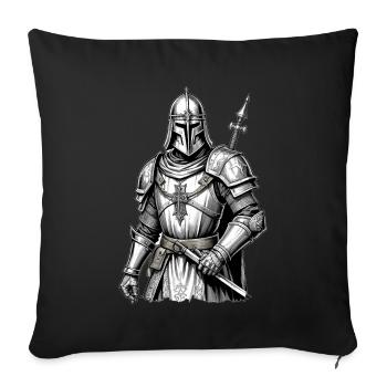 Ritter, Tempelritter, Mittelalter - Sofakissenbezug 45 x 45 cm - Schwarz - Vorne