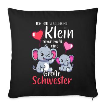 Je suis petite mais bientôt une grande sœur - Housse de coussin décorative 45 x 45 cm - noir - Devant