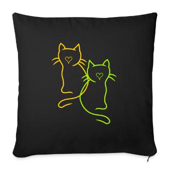 Vintage Cats Retro Heart - Sofa pillowcase 17,3'' x 17,3'' (45 x 45 cm) - black - Front