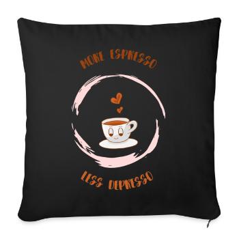 Espresso, Café, Café, Latte, Idée cadeau, Fun - Housse de coussin décorative 45 x 45 cm - noir - Devant