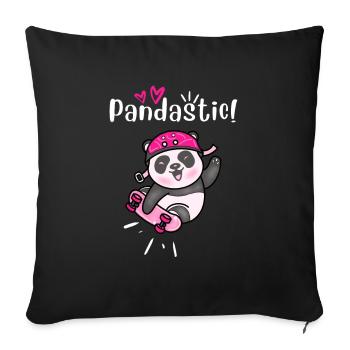 Pandastic Panda Skateboarding. Black. - Sofa pillowcase 17,3'' x 17,3'' (45 x 45 cm) - black - Front