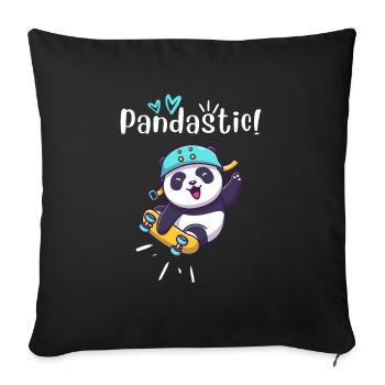 Pandastic Panda On Skateboard. Black. - Sofa pillowcase 17,3'' x 17,3'' (45 x 45 cm) - black - Front