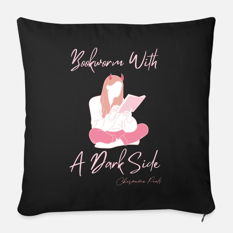 Bücherwurm (rosa) - Sofakissenbezug 45 x 45 cm - Schwarz