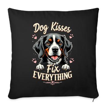 Dog Kiss Dog Dog Lover - Sofa pillowcase 17,3'' x 17,3'' (45 x 45 cm) - black - Front