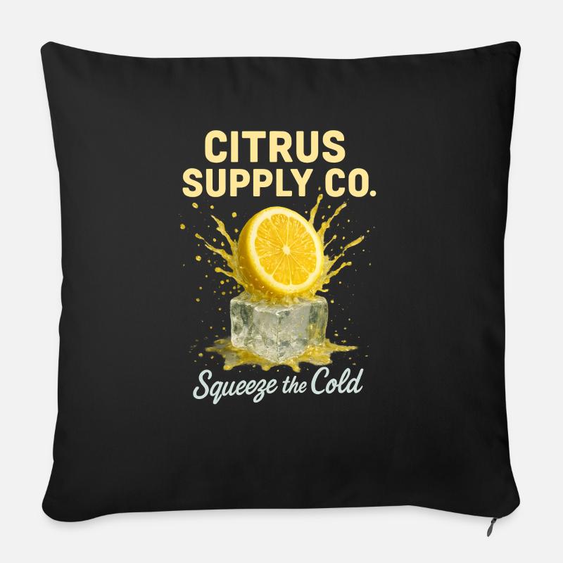Zitrone Citrus Frucht Sommer Urlaub Limonade - Sofakissenbezug 45 x 45 cm - Schwarz