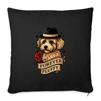 Forever Fluffy – Noble Maltipoo à la rose - Housse de coussin décorative 45 x 45 cm - noir - Devant