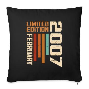 Born in February 2007 Retro 2007 Anniversary - Sofa pillowcase 17,3'' x 17,3'' (45 x 45 cm) - black - Front