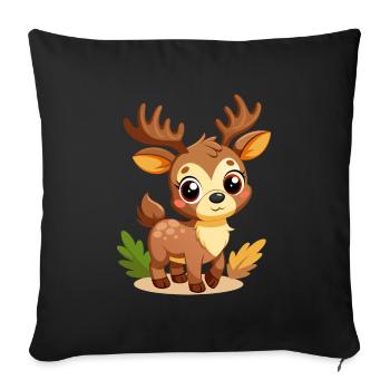 Cute Baby Moose - Sofa pillowcase 17,3'' x 17,3'' (45 x 45 cm) - black - Front