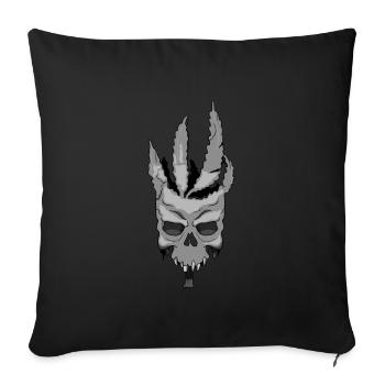Hanfblatt Cannabis Skull Design Geschenkidee - Sofakissenbezug 45 x 45 cm - Schwarz - Vorne