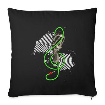 Microphone rétro chanteur de karaoké vintage podcast DJ - Housse de coussin décorative 45 x 45 cm - noir - Devant