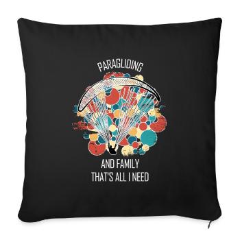 Parapente Gleitschirm Paragleiter Parapente - Housse de coussin décorative 45 x 45 cm - noir - Devant