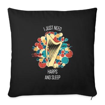 Harp Gift Musical Instrument Musician Plucking - Sofa pillowcase 17,3'' x 17,3'' (45 x 45 cm) - black - Front
