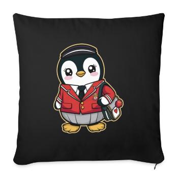 Japanese kawaii penguin with school uniform. - Sofa pillowcase 17,3'' x 17,3'' (45 x 45 cm) - black - Front