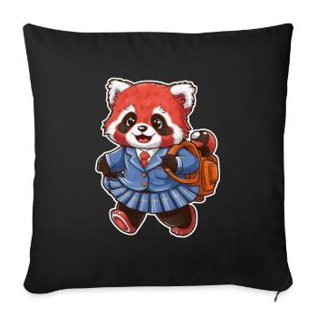 Red Kawaii Panda Wearing School Uniform - Sofa pillowcase 17,3'' x 17,3'' (45 x 45 cm) - black - Front
