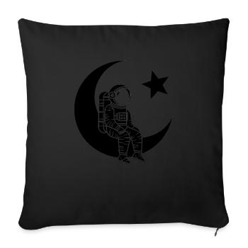 Homme de la Lune - Design d’astronaute turc - Housse de coussin décorative 45 x 45 cm - noir - Devant