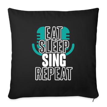eat sleep music repeat - Sofa pillowcase 17,3'' x 17,3'' (45 x 45 cm) - black - Front