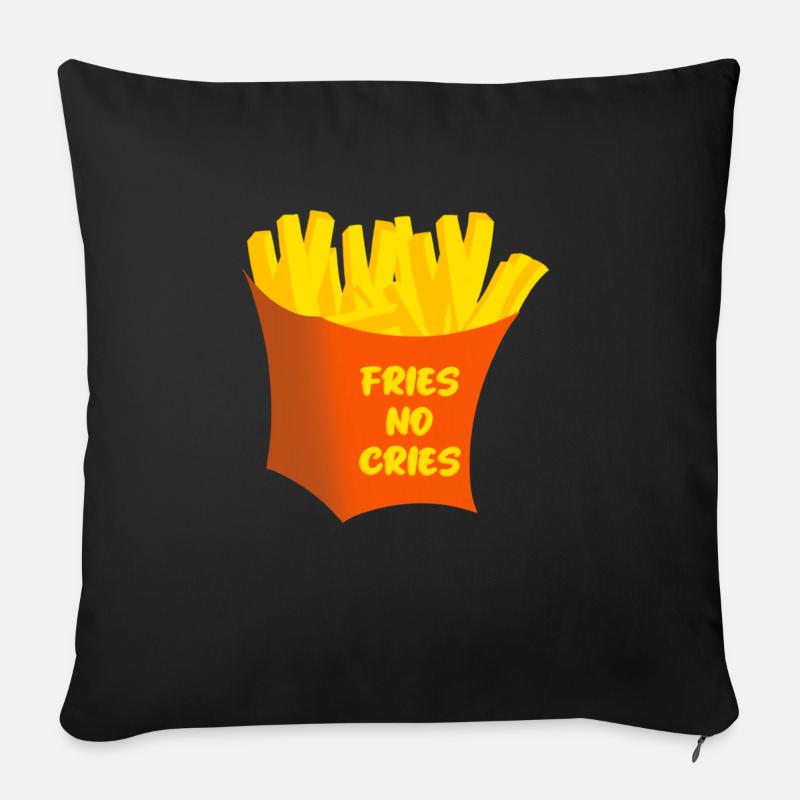 Frites sans cris - Housse de coussin décorative 45 x 45 cm - noir