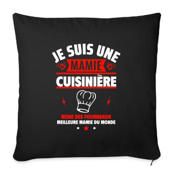mamie cuisinière,Cadeau fête des grands-mères - Housse de coussin décorative 45 x 45 cm - noir - Devant