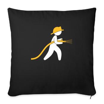 A Firefighter With A Water Hose - Sofa pillowcase 17,3'' x 17,3'' (45 x 45 cm) - black - Front