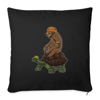 Sloth Rides A Turtle - Speed Is Overrated - Sofa pillowcase 17,3'' x 17,3'' (45 x 45 cm) - black - Front