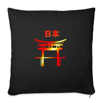 Personnages du Japon - Housse de coussin décorative 45 x 45 cm - noir - Devant