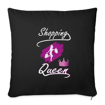 Shopping birthday Queen- Frauen Einkaufen Spruch - Sofakissenbezug 45 x 45 cm - Schwarz - Vorne