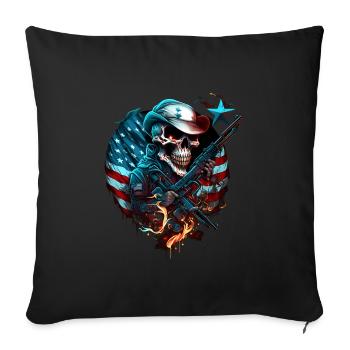 Skeleton in american costume, usa flag - Sofa pillowcase 17,3'' x 17,3'' (45 x 45 cm) - black - Front