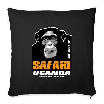 Uganda - Chimpanzees - Sofa pillowcase 17,3'' x 17,3'' (45 x 45 cm) - black - Front