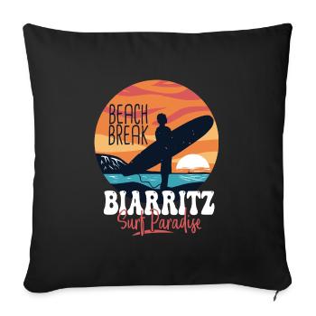 Surf Biarritz Surfspot für Surfer - Sofakissenbezug 45 x 45 cm - Schwarz - Vorne