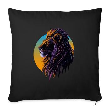 Majestätischer Löwe bei Sonnenuntergang - Sofakissenbezug 45 x 45 cm - Schwarz - Vorne