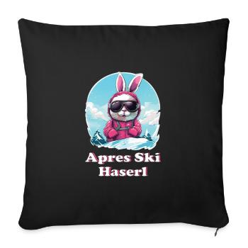 Apres Ski Haserl Party skifahrerin Trinken - Sofakissenbezug 45 x 45 cm - Schwarz - Vorne