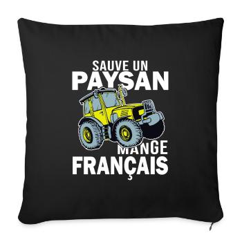 paysan en colere mange francais agriculteur - Housse de coussin décorative 45 x 45 cm - noir - Devant