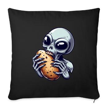 Alien Bites Potato Alien Science Ficti - Sofa pillowcase 17,3'' x 17,3'' (45 x 45 cm) - black - Front