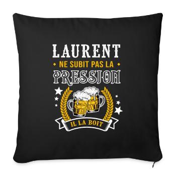 Laurent bière Laurent cadeau laurent fête - Housse de coussin décorative 45 x 45 cm - noir - Devant
