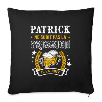 Patrick et bière patrick cadeau patrick fête - Housse de coussin décorative 45 x 45 cm - noir - Devant