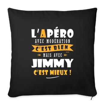 Jimmy Cadeau Humour personnalisé cadeau jimmy - Housse de coussin décorative 45 x 45 cm - noir - Devant