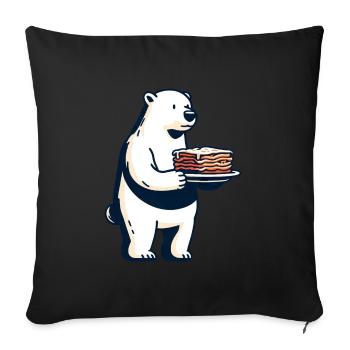 Polar bear loves Italian lasagna - Sofa pillowcase 17,3'' x 17,3'' (45 x 45 cm) - black - Front