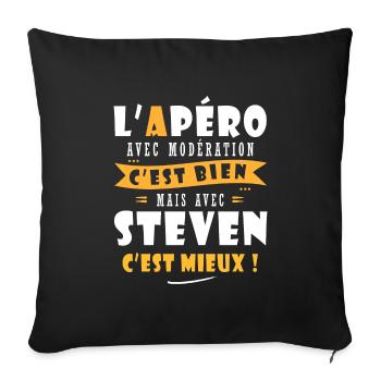 Steven Cadeau Humour personnalisé cadeau steven - Housse de coussin décorative 45 x 45 cm - noir - Devant