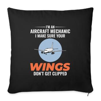 Mécanicien d’aéronefs Technicien d’entretien aéronautique - Housse de coussin décorative 45 x 45 cm - noir - Devant