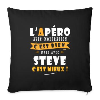Steve cadeau Humour personnalisé cadeau steve - Housse de coussin décorative 45 x 45 cm - noir - Devant